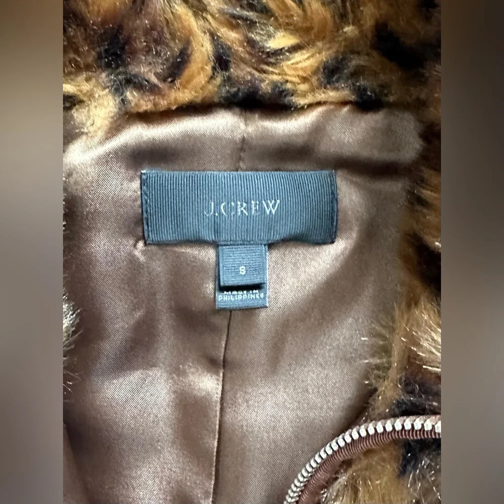 J. Crew Leopard Print Faux Fur Vest - Picture 3 of 7
